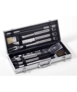 SET VALIGETTA ACCESSORI BARBECUE IN ALLUMINIO - 12 PEZZI
